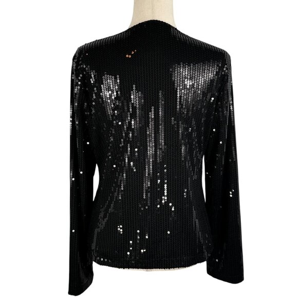 Tulle Black Sequined Lined Blazer Size Large - Picture 3 of 9